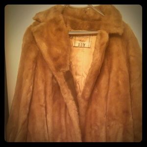 Full length vintage mink coat and matching hat